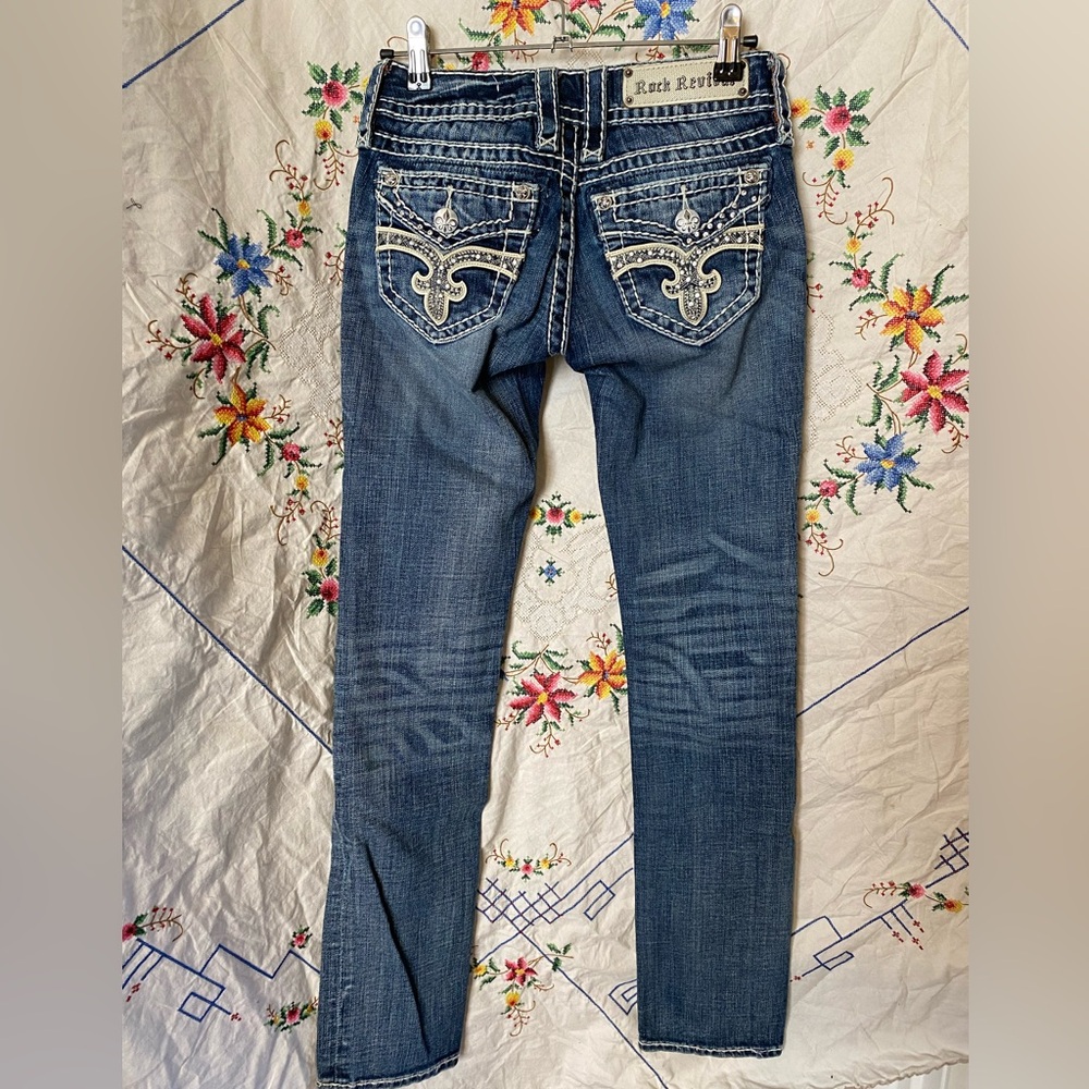 Y2K ROCK REVIVAL MCBLING LOW RISE JEANS - Picture 4 of 10